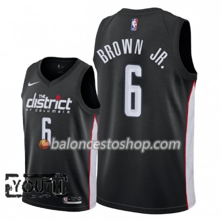 Camiseta Niños NBA Washington Wizards Troy Brown Jr. 6 2018-19 Nike City Edition Negro Swingman